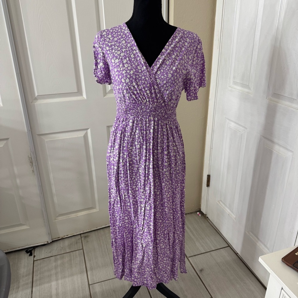 Floral Purple Midi Dress